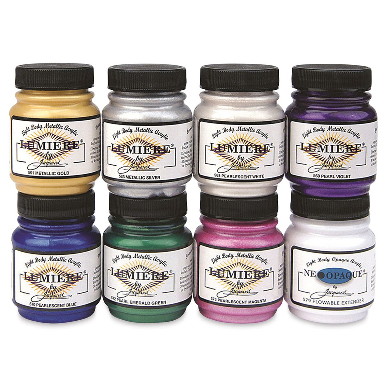 Jacquard Lumiere Acrylic - Set of 8, Assorted Colors, 2.25 oz jars
